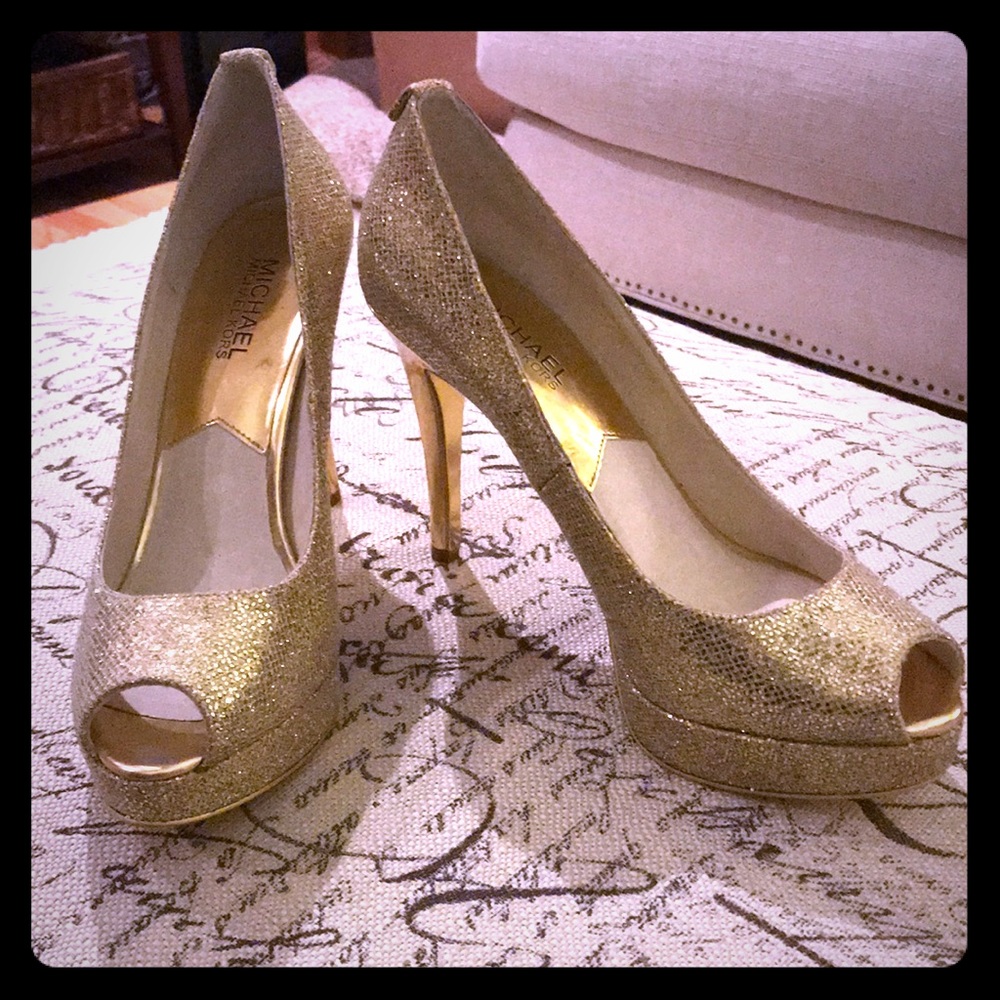 Michael Kors Gold Platform Heels Size 8.5